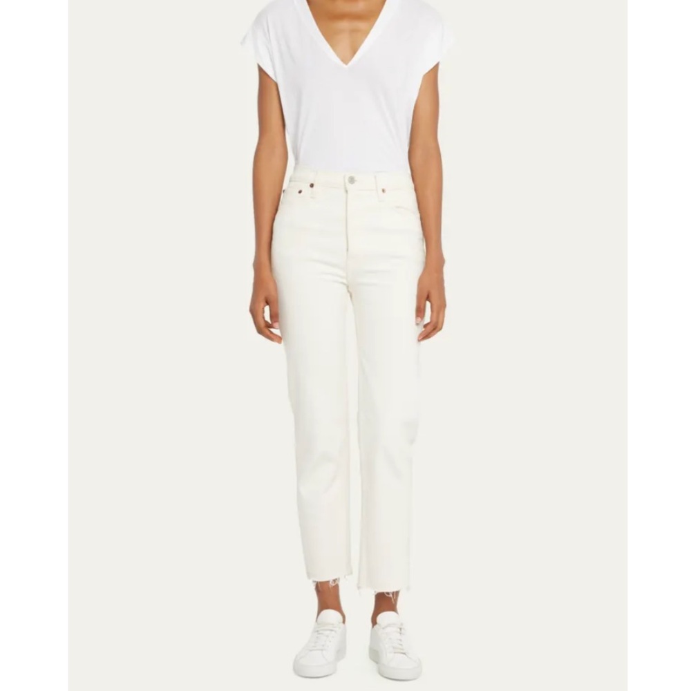 RE/DONE 70s Stove Pipe Jeans in Vintage White Size 27